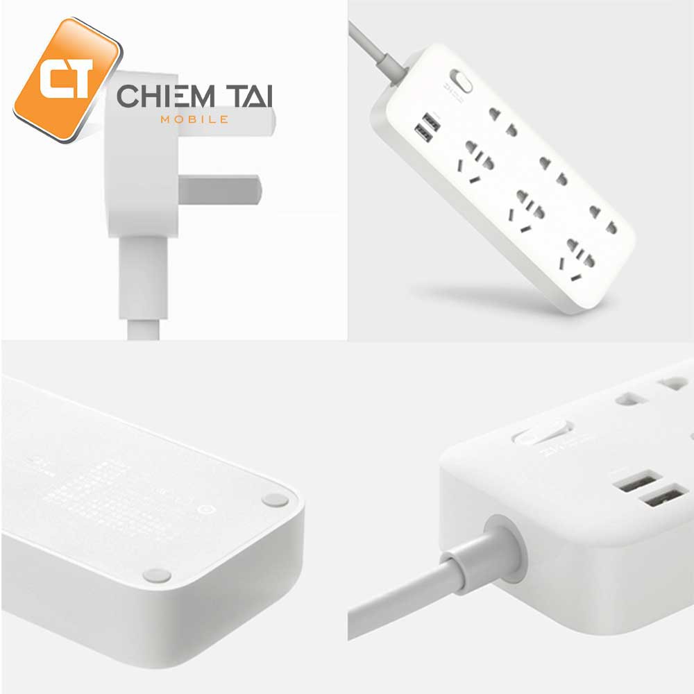 Ổ cắm điện 6 đầu tích hợp 2 cổng sạc nhanh USB ZMI CX05