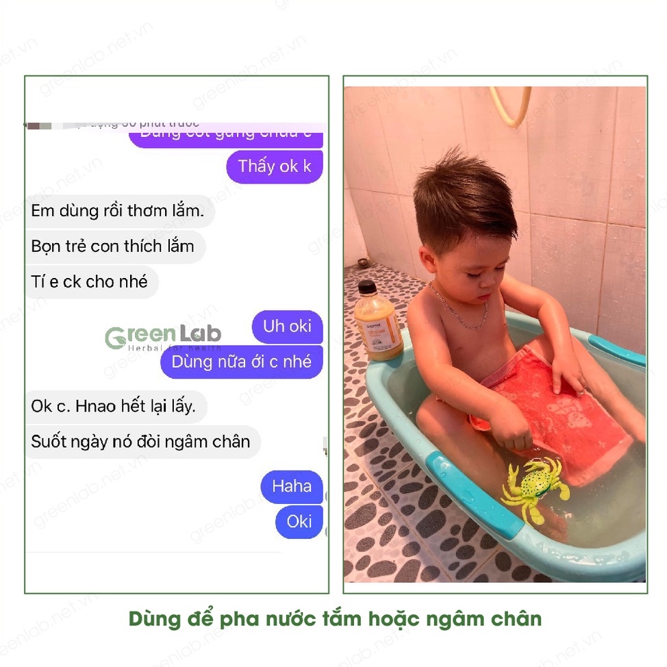 Cốt gừng tràm trà GreenLab Nước Tắm Bé Ngâm Chân Gia Đình - Giữ ấm cơ thể tránh phong hàn 500ml