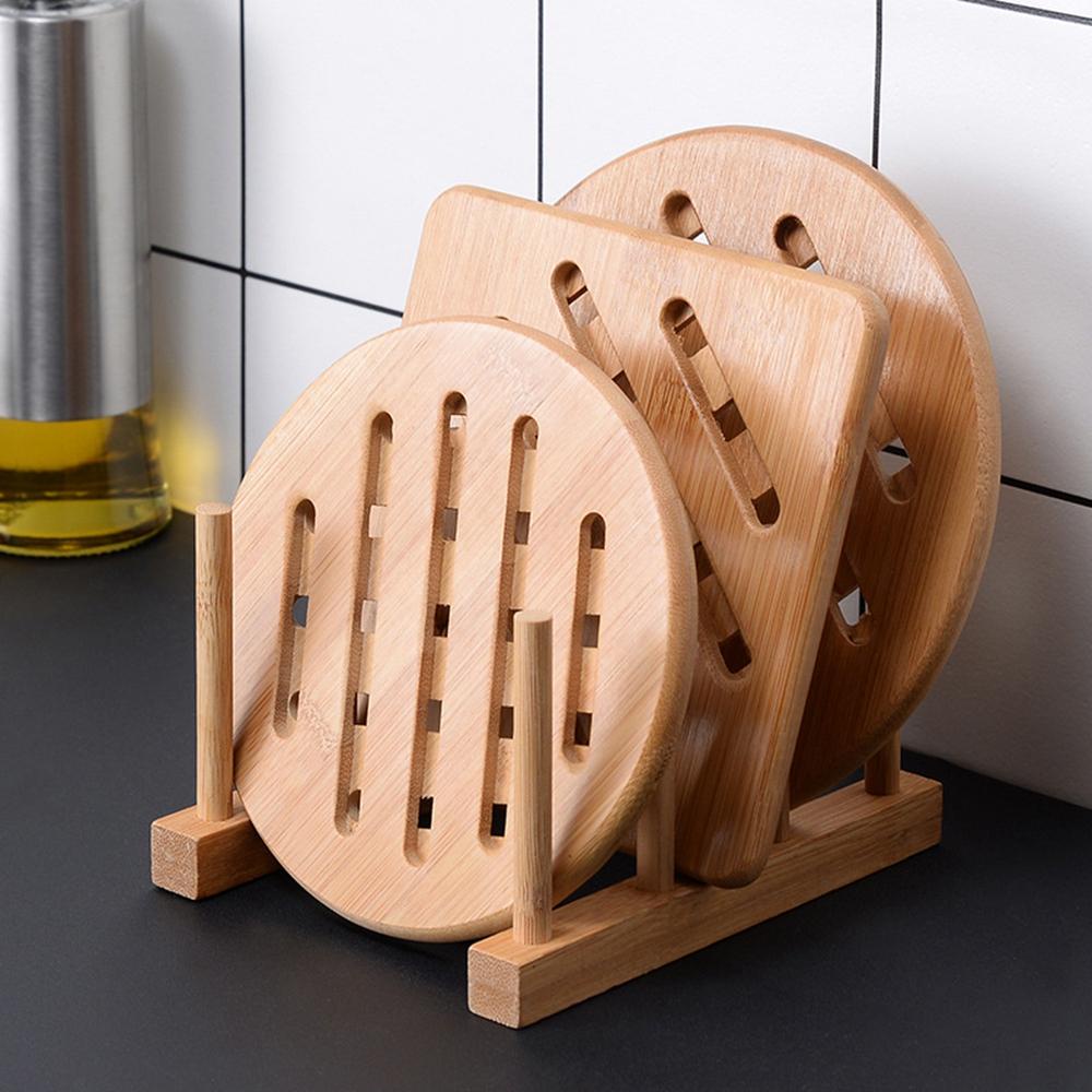 Giá Đỡ Cốc / Đĩa Bằng Tre Cách Nhiệt Chống Trượt Tiện Dụng