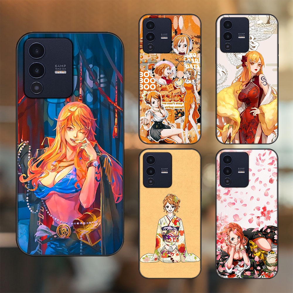 Ốp lưng Vivo V23 5G viền đen in hình Nami One Piece Đảo Hải Tặc