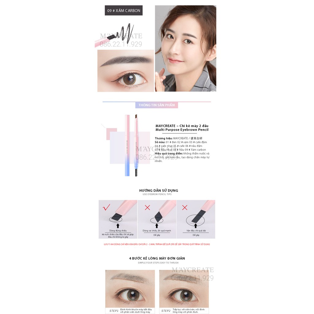 Chì Kẻ Mày Hai Đầu Maycreate Hàng Nội Địa Trung. | BigBuy360 - bigbuy360.vn