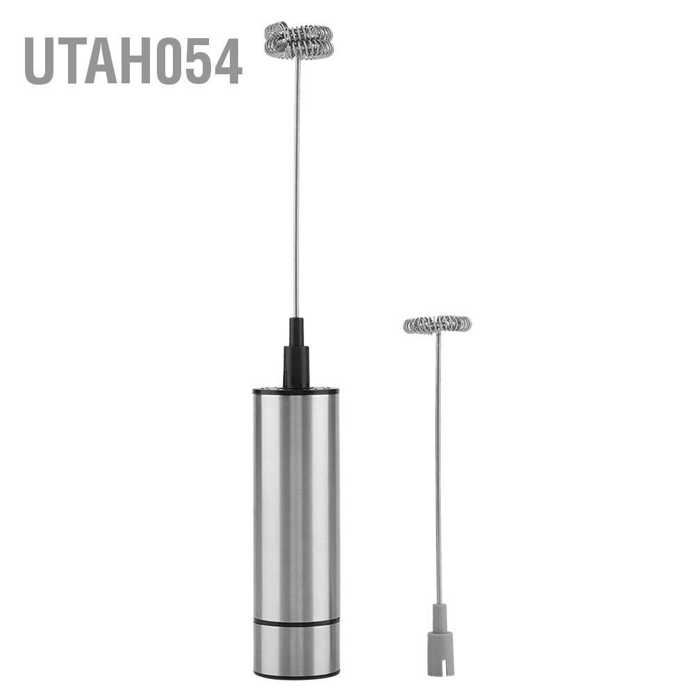 Utah054 Handheld Electric Milk Frother Coffee Foam Maker with Single/Double Head Stainless Steel Whisks