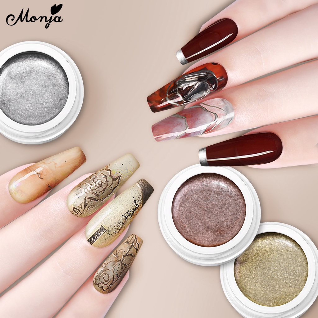 MONJA [Hàng mới về] Sơn móng tay gel 5ml màu sắc ánh kim tạo hiệu ứng lấp lánh 3D