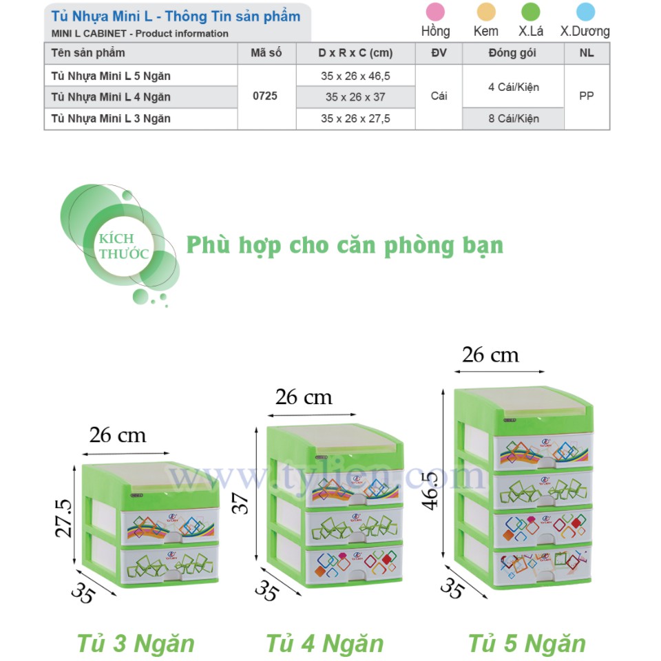 Tủ mini để bàn 3 tầng lớn Mini L (35x26x27.5) nhựa pp chính phẩm an toàn dùng để đồ trang điểm, đồ dùng học tập tiện lợi