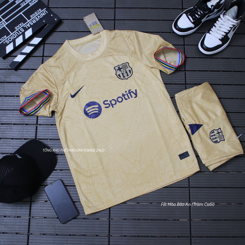 Set Bộ Quần Áo Bóng Đá Barca Sân Khách 2023 - Áo Đá Banh CLB Barcelona Vải Thái Cao Cấp Chuẩn áo thi đấu