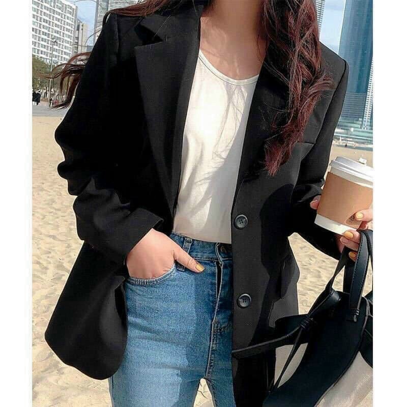 Vest 2 lớp, blazer 2 lớp, lót lụa, form suông rộng, chuẩn Hàn Quốc