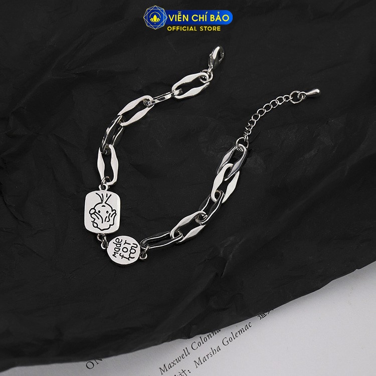 Lắc tay bạc nữ họa tiết Made for you chất liệu bạc Thái S925 trẻ trung cá tính thương hiệu Viễn Chí Bảo L000045