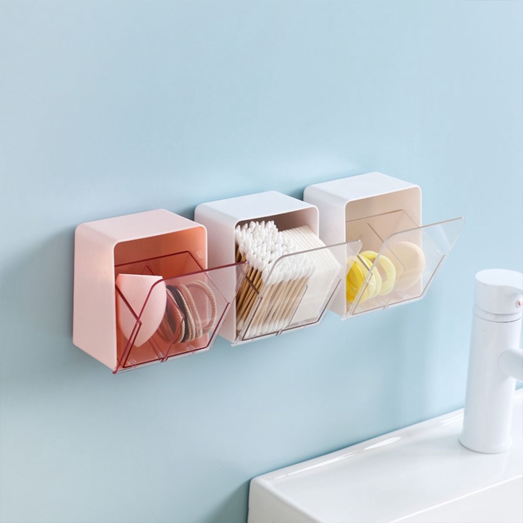 Hộp đựng tăm bông gắn tường bằng acrylic chống bụi sắp xếp gọn gàng đa dụng tiện lợi