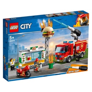 [HÀNG CÓ SẴN] Lego UNIK BRICK 60214 Burger Bar Fire Rescue – Bộ cứu hoả tiệm bánh Burger trong City – Chủ đề Thành phố