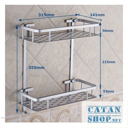 Kệ nhà tắm 2 tầng hợp kim nhôm tiết kiệm không gian, kệ đựng vật dụng gia đình chắc chắn GD275-KNT-Nhom