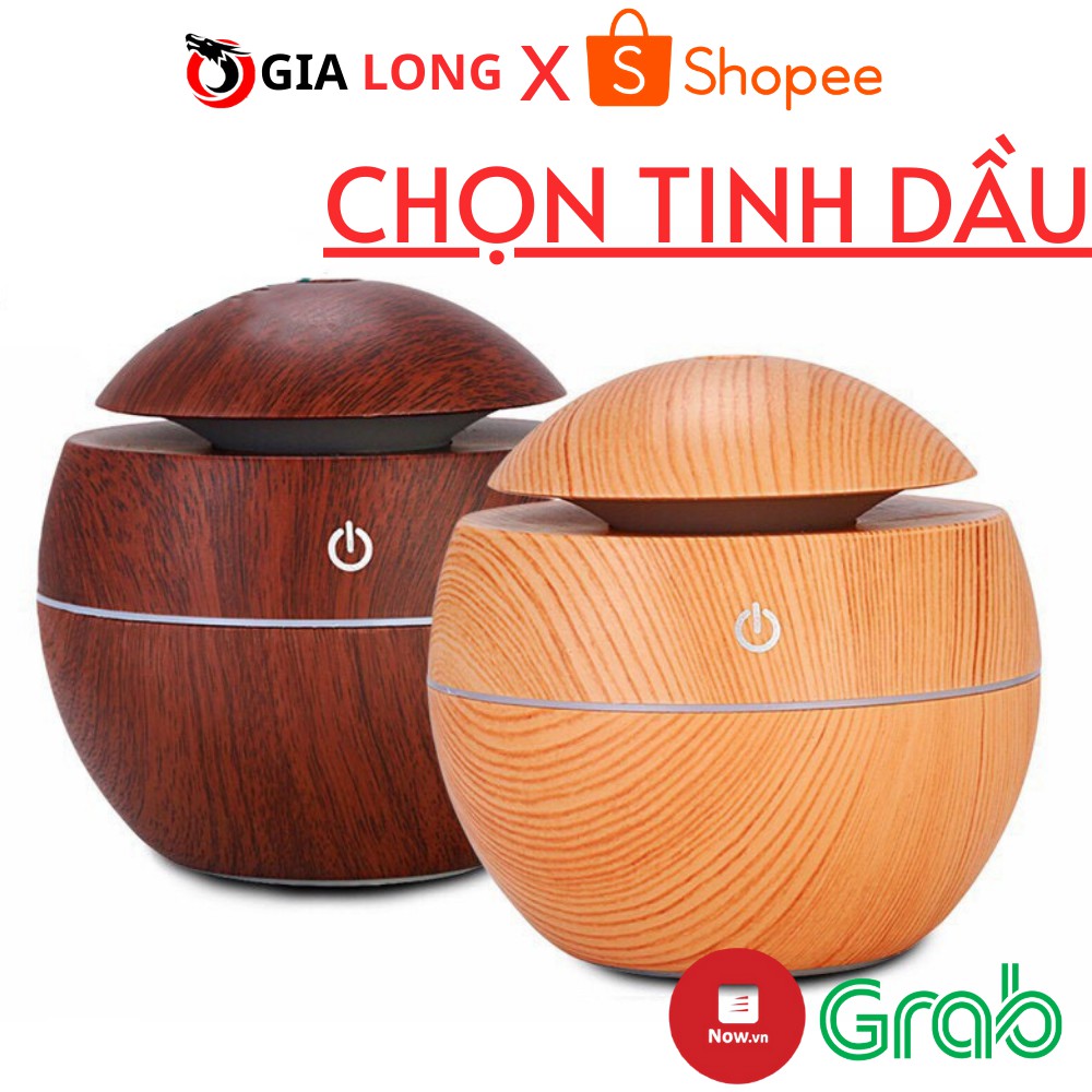 Máy Xông Tinh Dầu Vân Gỗ Phun Sương Tạo Ẩm Và Sát Trùng Không Khí + Tặng 1 Tinh dầu Sả Chanh