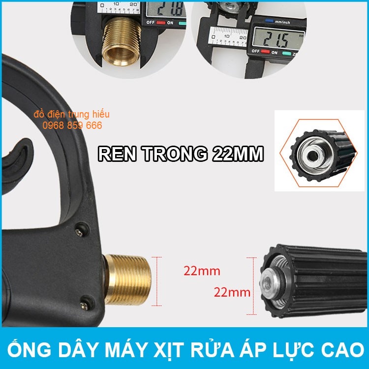 combo súng rửa xe nối dài  + dây rửa xe 10m 15m 20m 30m lắp cho máy rửa xe gia đình (ren nối với máy 22mm)