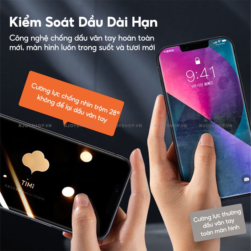 Kính Cường Lực Chống Nhìn Trộm Privacy Cao Cấp Không Tối Màn Hình Full Viền Cho Ip 13 Pro Max 12 Pro Max Njoyshop