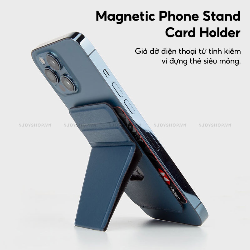 Ví Đựng Thẻ Uniq Lyft Hỗ Trợ Hít Nam Châm Từ Tính Không Dây Kiêm Giá Đỡ Da Tổng Hợp Tặng Miếng Dán Nam Châm Njoyshop