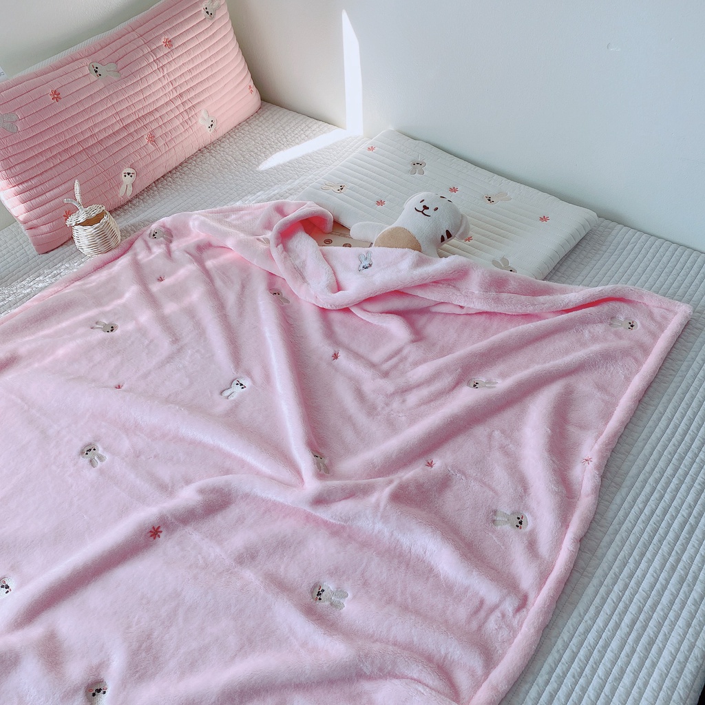 Chăn Lông Tuyết Họa Tiết Thêu MONONA , xuất hàn Cho Bé Cực Mềm Mại Và Không Rụng Lông, Chăn Cho Bé, Mền Cho Bé