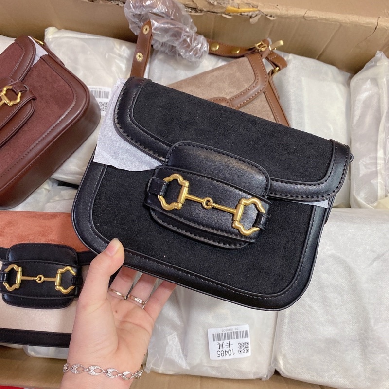 Túi Hà Hồ phối da lộn hàng Quảng Châu không hộp