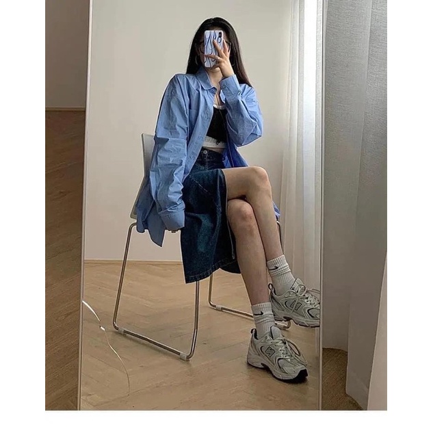 Chân váy jeans dáng dài phong các Hàn Quốc | BigBuy360 - bigbuy360.vn