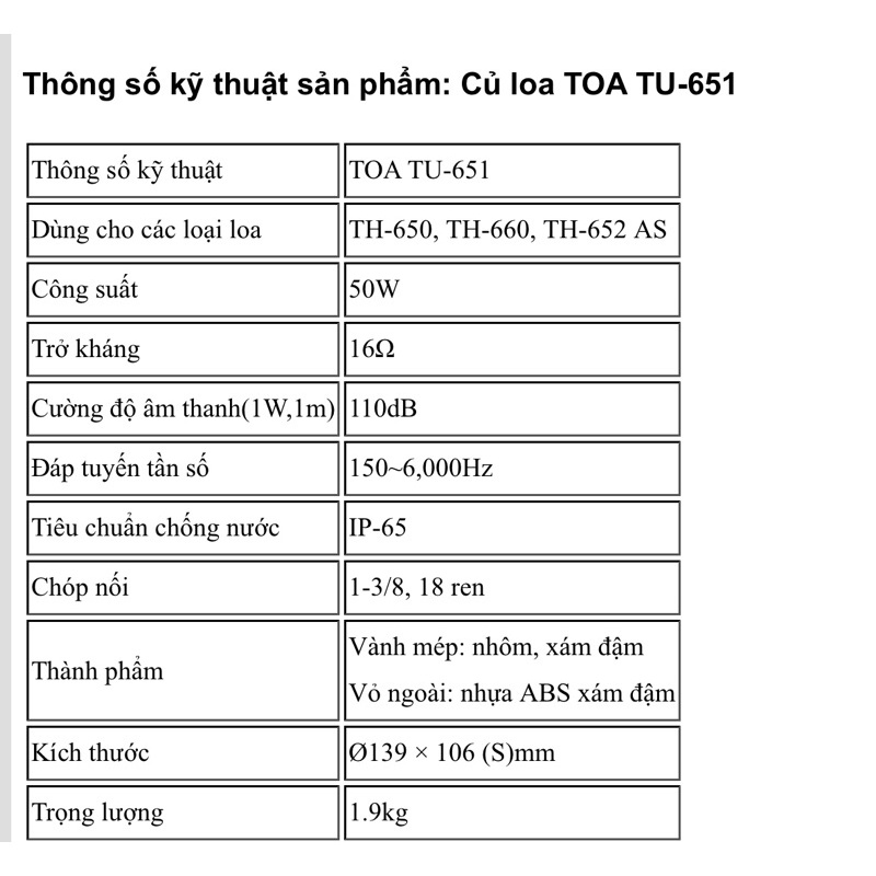 Củ loa toa 75w không biến áp