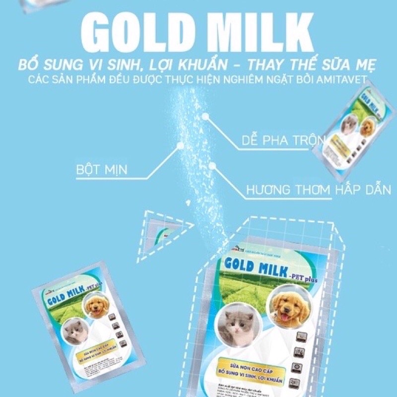 Sữa bột cao cấp cho chó mèo Bio Milk gói 100gr/ Gold milk pet plus