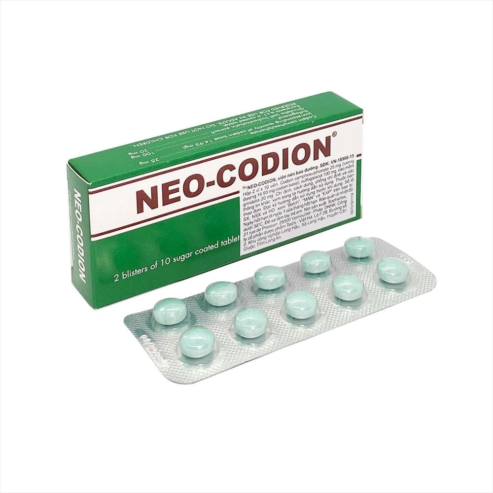 Viên uống giảm ho ho khan, ho do kích thích Neo-Codion hiệu quả của Pháp ( Hộp 20 viên)