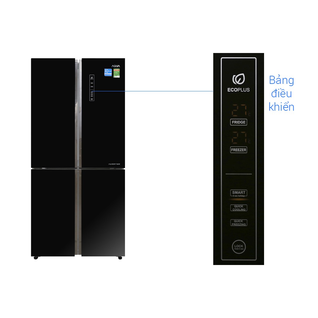 Tủ lạnh Aqua Inverter 456 lít AQR-IG525AM GB - Mặt gương, Bảo hành chính hãng 24 tháng, Miễn phí vận chuyển HCM