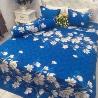 Bộ chăn drap gối hoa lan xanh
