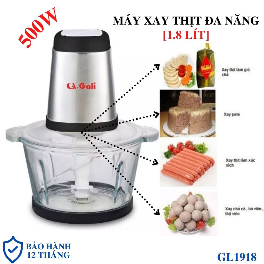 Máy Xay Thịt Đa Năng GL1918 Dung Tích 1.8 Lít, Thiết Kế Nhỏ Gọn Xay Cá, Các Loại Ngũ Cốc, Gia Vị Một Cách Nhanh Chóng