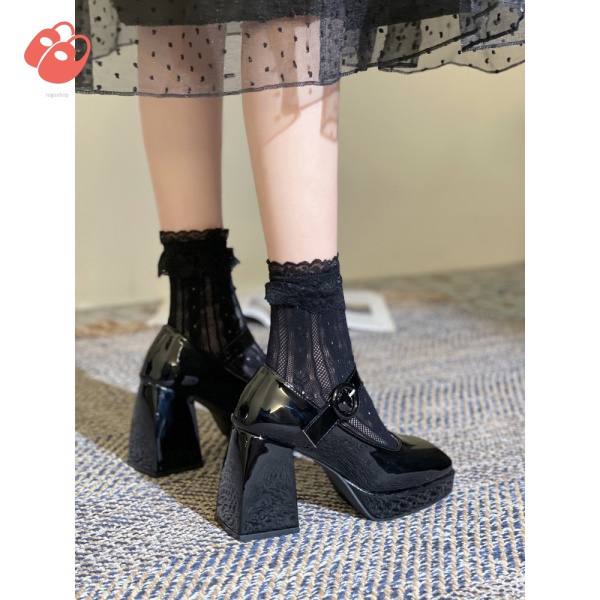 Giày Mary Jane cổ thấp đế cao thô chống trượt phong cách Nhật Bản thời trang hè 2021 cho nữ