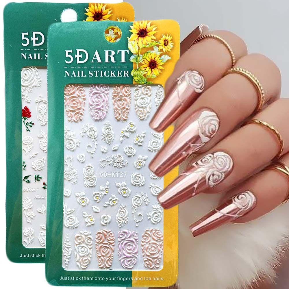 [Hàng mới về] Miếng dán 5D trang trí móng tay hình hoa phong cách Châu Âu cho đám cưới