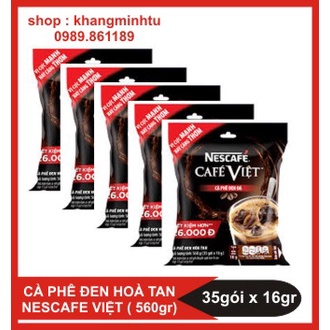 Cà phê đen hoà Tan  Nescafe Café Việt bịch 35 gói 16g ( Combo 5 bịch)