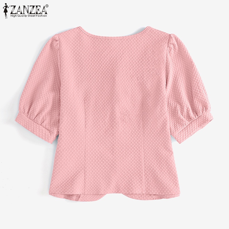 Zanzea Áo Kiểu Tay Ngắn Cổ Vuông Phong Cách Hàn Quốc Thanh Lịch Dành Cho Nữ