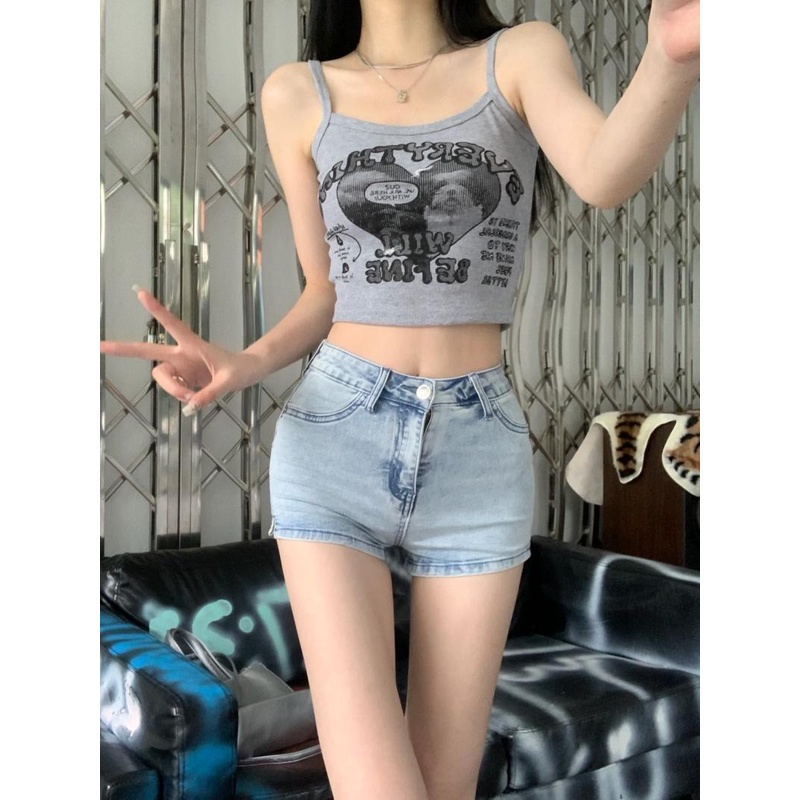 Quần Short Denim Lưng Cao Phong Cách Mới Mùa Hè 2022 Cho Nữ