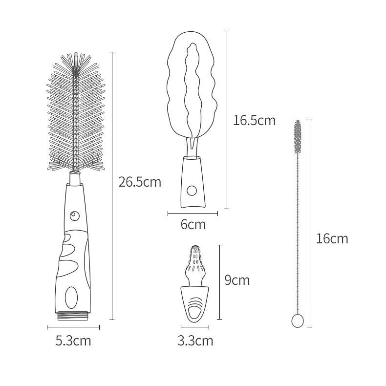 Bộ 4 Món Cọ Rửa Vệ Sinh Bình Sữa, Núm Vú, Ống Hút, Đồ Dùng Cho Bé