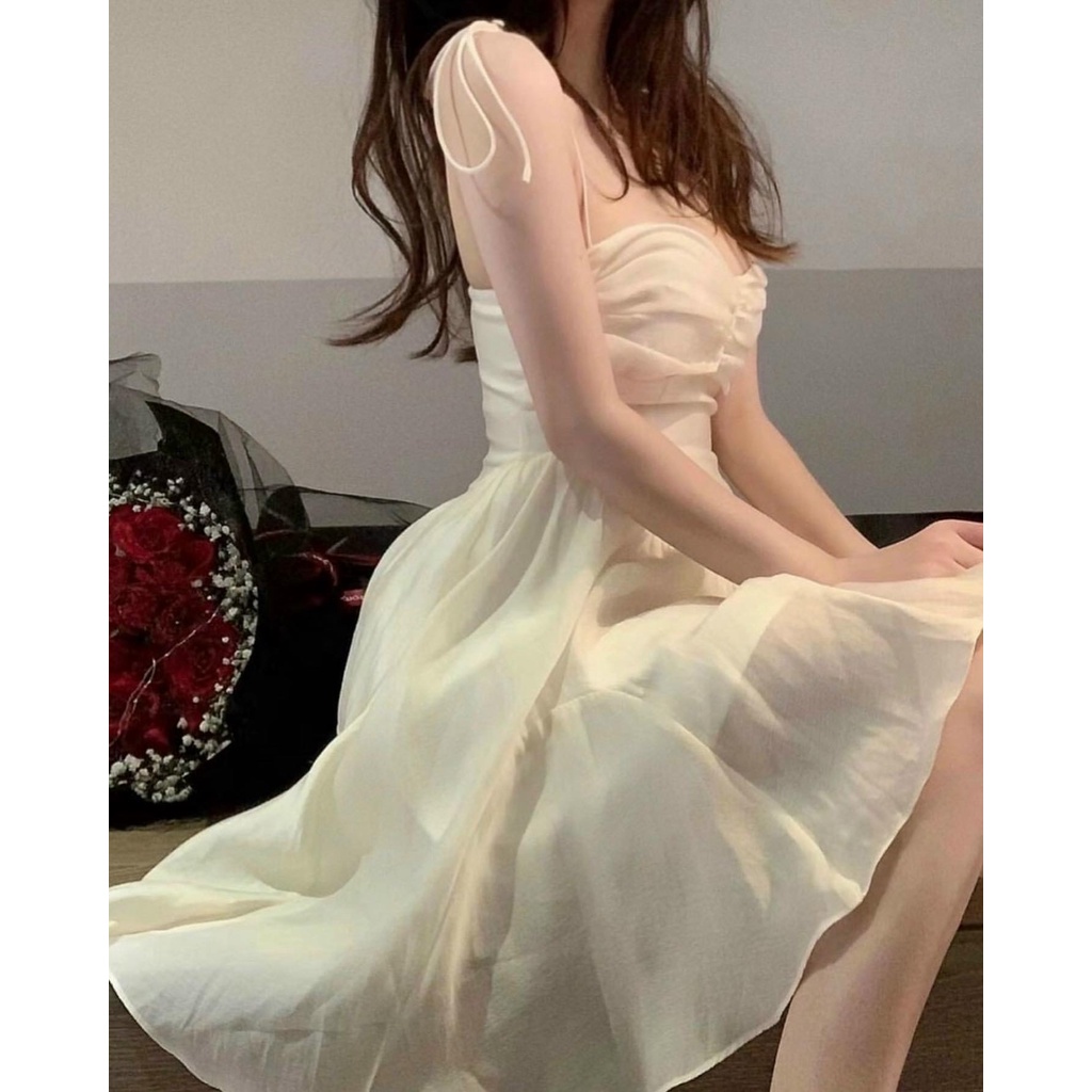 Đầm Be Hai Dây Hai Lớp Xoè Mặc Đi Tiệc Đi Chơi, Kỷ Yếu (Hình Thật) D025