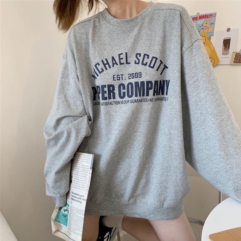 Áo khoác nam nữ thể thao ulzzang Paper company màu xám 🌸 Áo sweater hoodie kiểu dáng thể thao form rộng unisex K33 | BigBuy360 - bigbuy360.vn