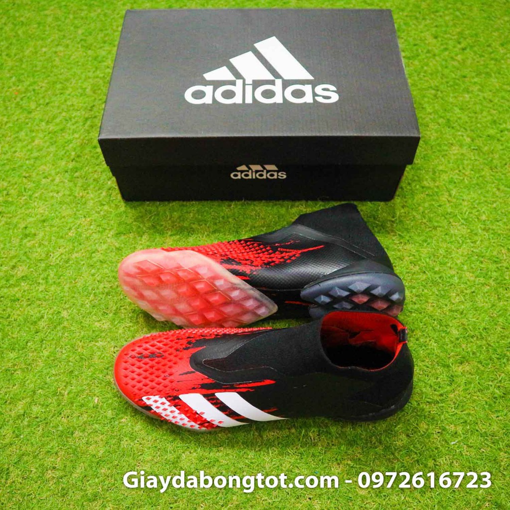 [Adidas giày]Giày đá banh không dây Adidas Predator 20+ TF màu đen đỏ | [Ảnh thật 100%] [Shop uy tín ?