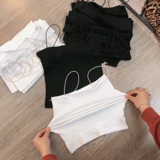Áo 2 dây đen trắng