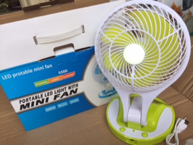 Quạt Tích Điện Mini Fan Có Đèn Led