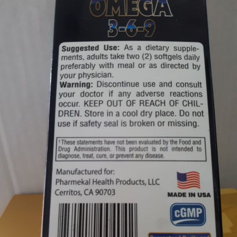Viên dầu cá Omega 369 Pharmakel : sản xuất tại Mỹ  .