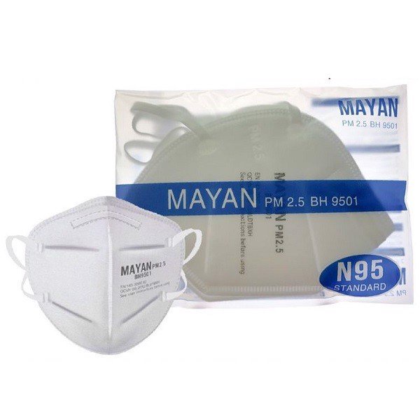 Gói 2 chiếc Khẩu trang N95 Mayan PM 2.5 BH 9501 Ngăn Vi Khuẩn 99% Lọc Bụi 95%