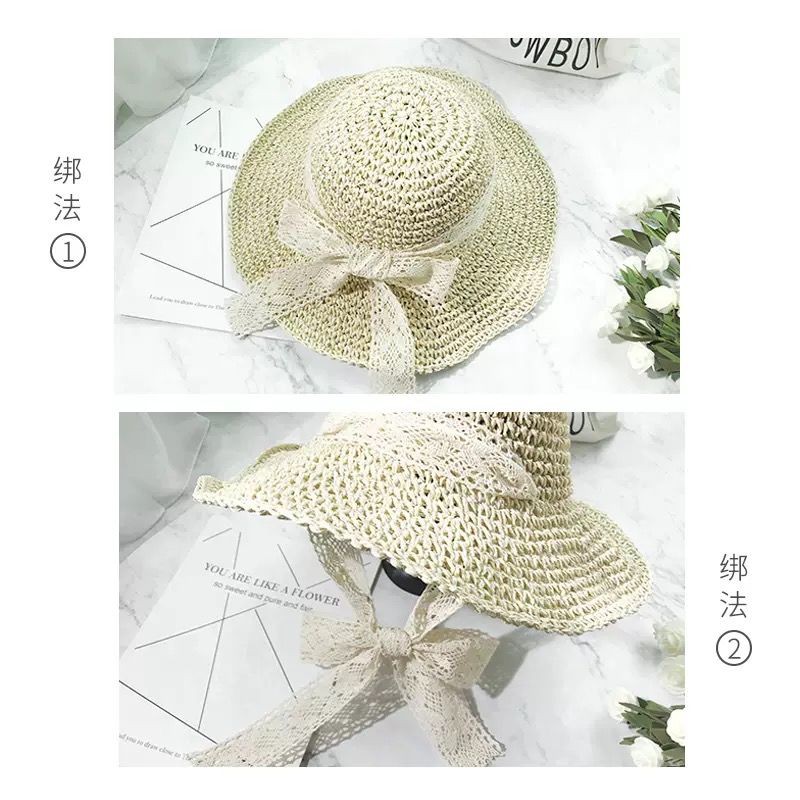 Mũ rơm nữ mùa hè Hàn Quốc mũ đi biển, mũ chống nắng bên bờ biển, mũ chống nắng, mũ chống nắng, mũ chống tia cực tím, mũ chống tia cực tím