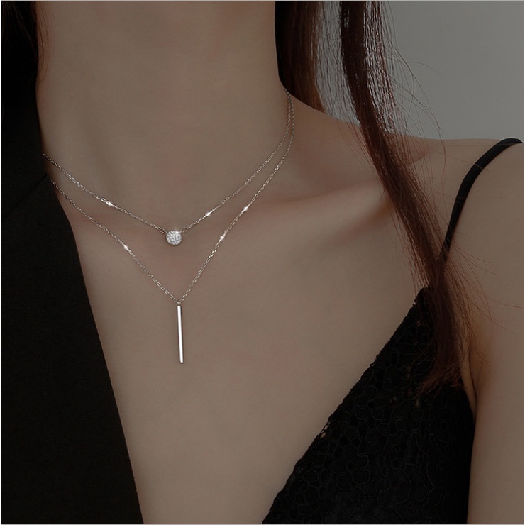 Dây chuyền 2 tầng, (Full box)  chocker sành điệu DC13, chất liệu titan không đen gỉ