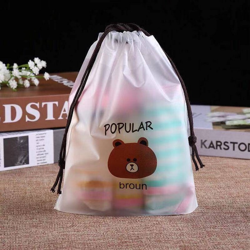Túi đựng đồ makeup cá nhân dây rút chống thấm hình gấu brown túi đựng đồ trang điểm chống nước DANA