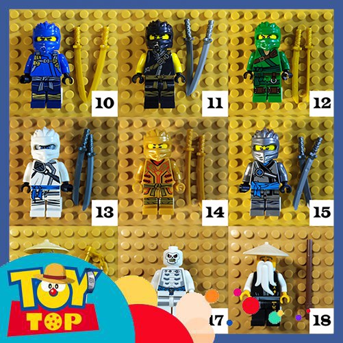 Non - lego xếp hình lắp ghép tổng hợp 1: Minifigure nhân vật NinjaGo Ninja Go ( ảnh nào có vũ khí sẽ có kèm vũ khí nha)