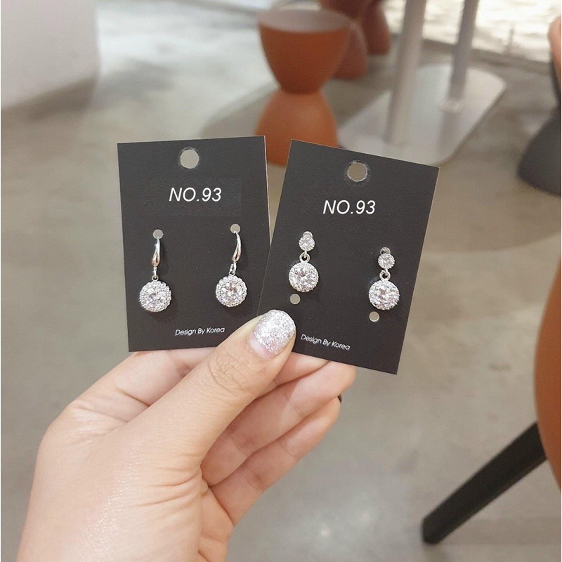 Bông Tai Nữ Bạc gắn đá trang sức cao cấp No.93 Jewelry