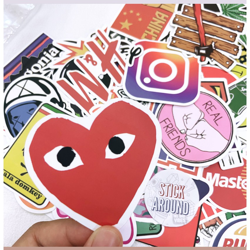 [Brands logo] Set sticker hình dán logo các thương hiệu nổi tiếng starbucks, lego, coca, instagram, monster, google