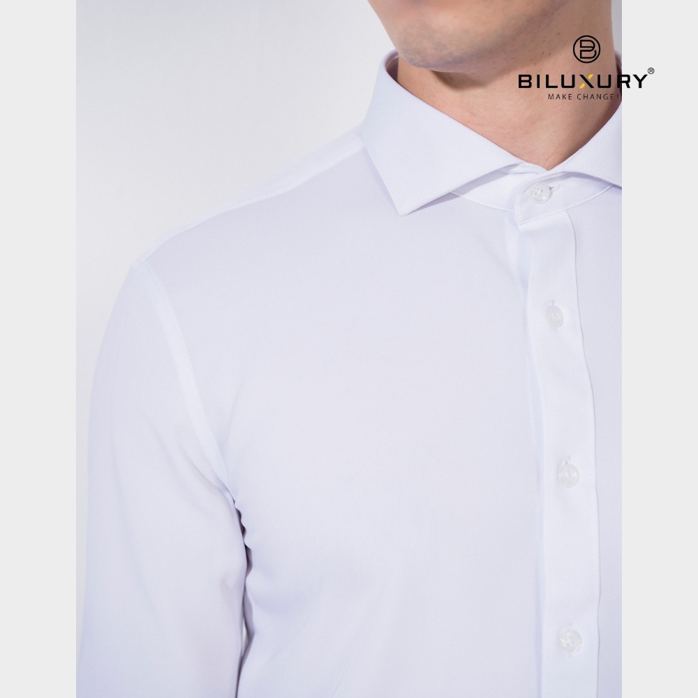 Áo sơ mi nam trắng dài tay Biluxury form Bodyfit ôm vừa basic thanh lịch 4SMDB002TRK