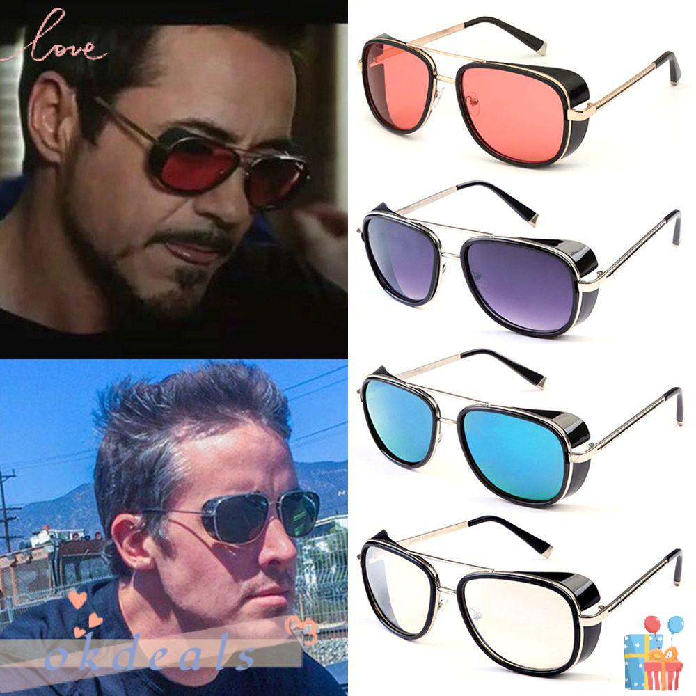 Kính Mát TONY Stark Chống Tia UV400 Thiết Kế 3 Tròng Gọng Kim Loại Phong Cách Cổ Điển