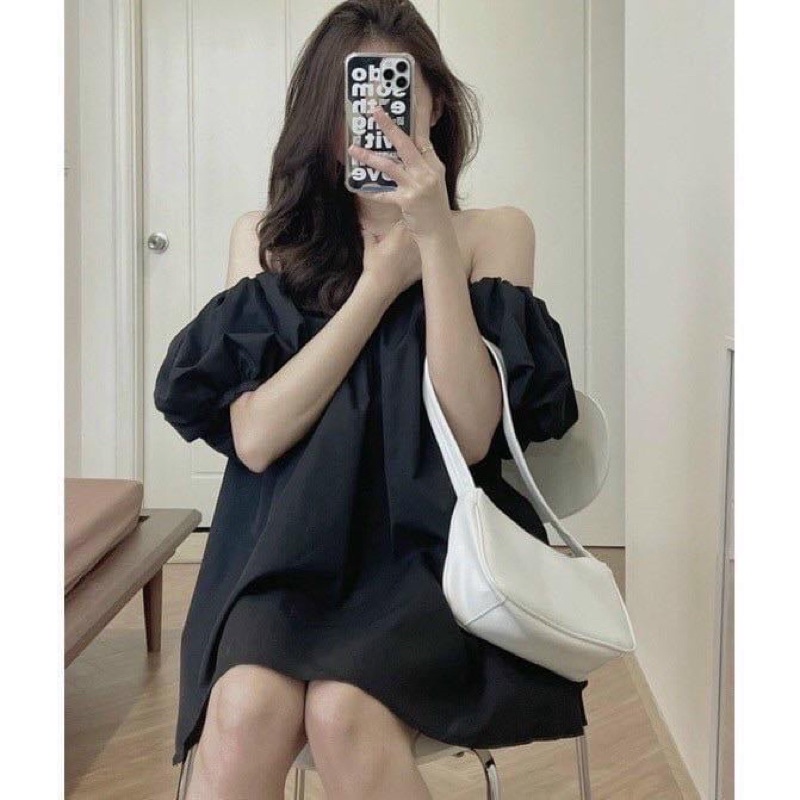 Áo trễ vai bèo tay bồng / Áo trễ vai xếp ly ngực bo chun from rộng giấu quần tây phồng dễ thương alohashop91