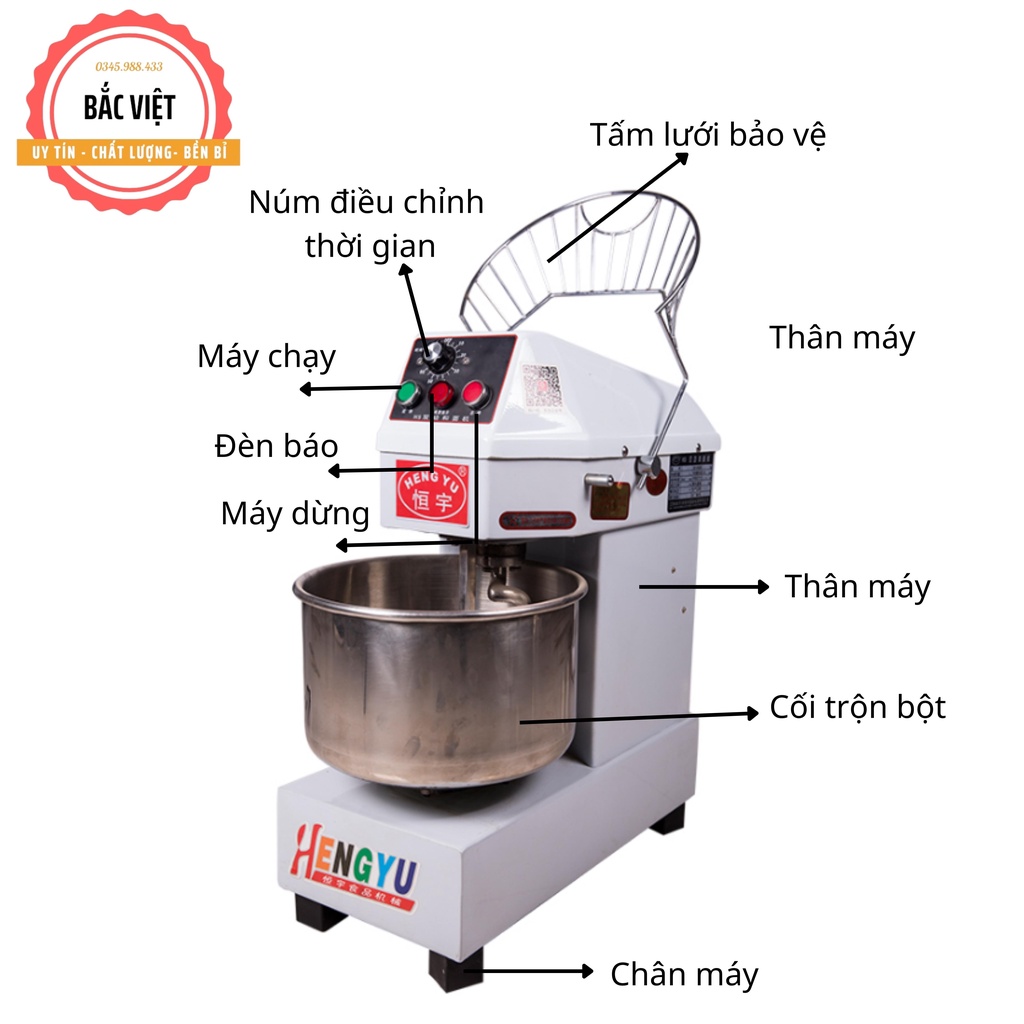 Máy trộn bột, nhào bột chuyên dụng trộn từ 1-4kg hãng Hengyu loại 10L- Bảo hành 12 tháng